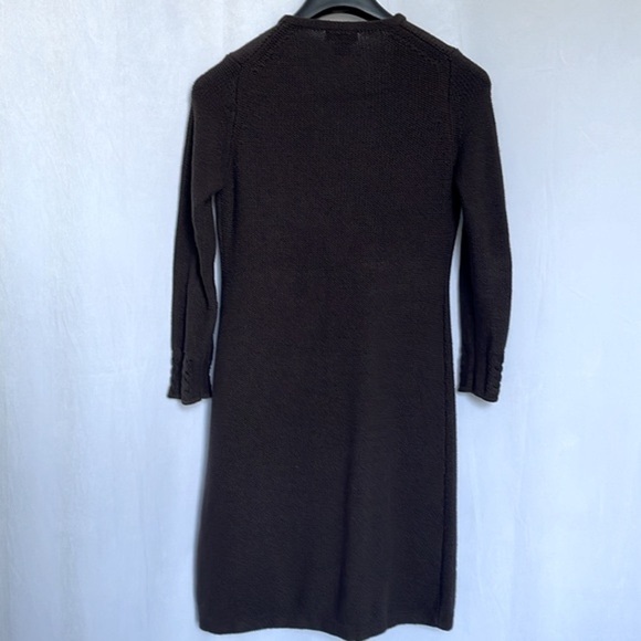 BCBGMaxazria Chocolate Brown Long Cardigan Chunky Knit Sweater 3 Button Size XL - Picture 5 of 9